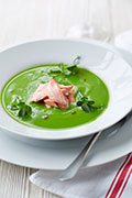 Pea Velouté and Hot Smoked Salmon